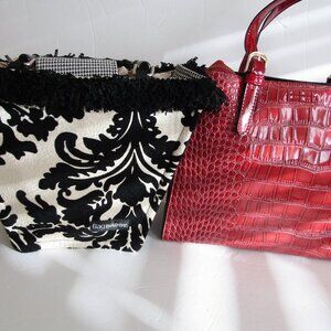 Pair fun stylish handbags, both NWOT Red,  Black/white,  mid size
